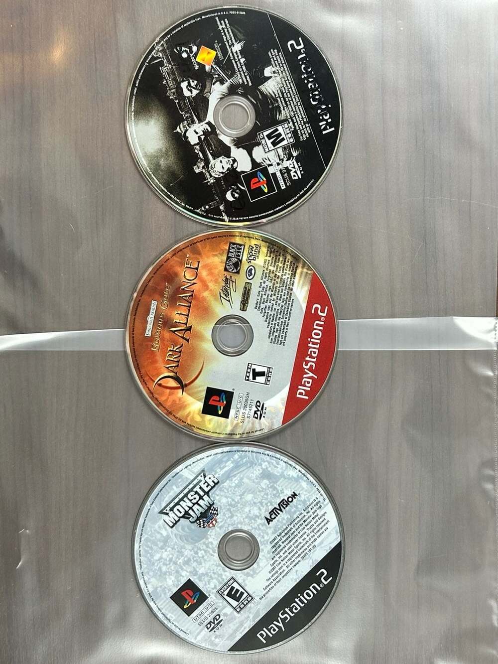 PS2 Lot 3 The Getaway Baldur’s Gate Dark Alliance Monster Jam Untested